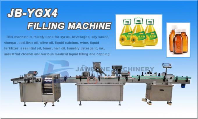 Máquina de enchimento e tampando do líquido médico 200ml 300ml 500ml do xarope automático de JB-YG4, linha de produção farmacêutica automática